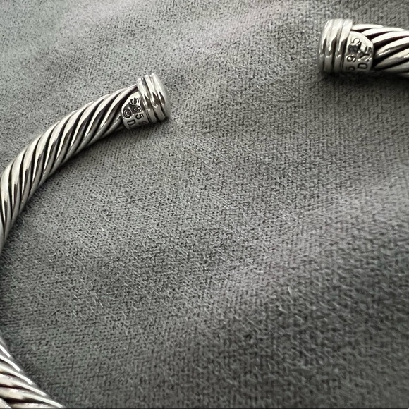 David Yurman Sterling Silver and 14k Renaissance 5mm Cable Cuff Bracelet RETIRED - Picture 7 of 10